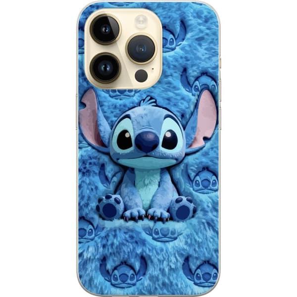 Kompatibelt Mobildeksel til Apple iPhone 14 Pro Søt blått monster omgitt av en myk blå pelshimmel blå