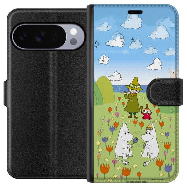 Kompatibel Tegnebogsetui til Google Pixel 11 Pro Mumin i blomsteräng grøn