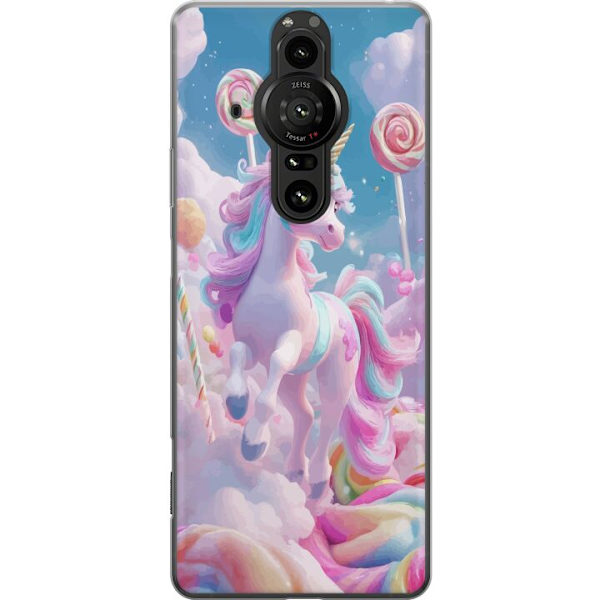 Sony Xperia Pro-I Läpinäkyvä kuori Yksisarvinen Candy Pastel Kawaii Suunnittelu Söpö Suosittu Väri Graafinen Trendi Lapsen Teema Fantasia Taide