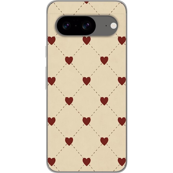 Google Pixel 8 Genomskinligt Skal Heart Grid