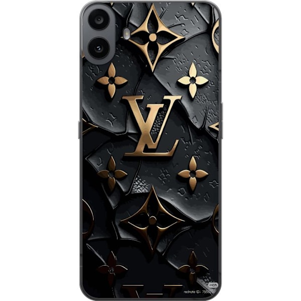 Nothing CMF Phone 1 Gennemsigtig cover Louis Vuitton Mørk Tilstand Design Sort Luksus Stil Mode Populær Grafisk Mønster Modeikon Luksusmærke