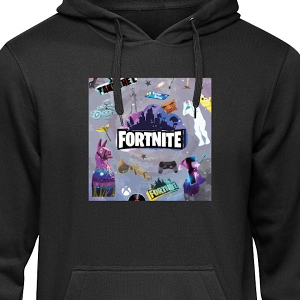 Barn-Hoodie | Mjuk Huvtröja för Barn Fortnite svart 5-6 År