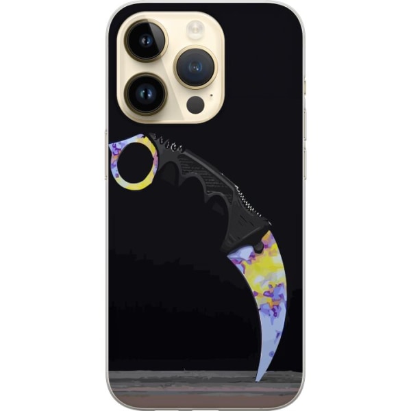 Apple iPhone 14 Pro Genomskinligt Skal Karambit / Butterfly /