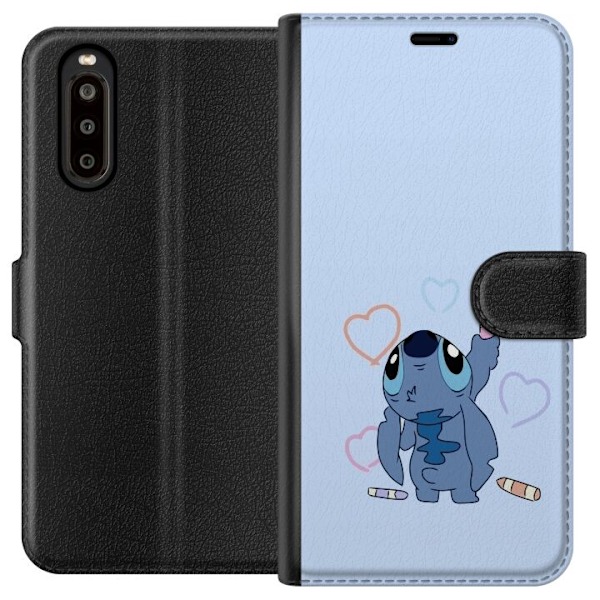 Sony Xperia 10 II Tegnebogsetui Stitch Hjerter
