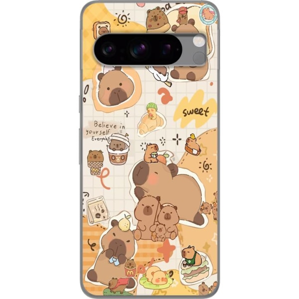 Google Pixel 8 Pro Läpinäkyvä kuori Kawaii capybara mobilskal med gulliga djurmotiv