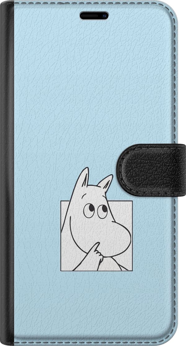 Kompatibel Tegnebogsetui til Apple iPhone 8 Plus Mumitrolden i sort-hvid portrætillustration på lyseblå baggrund blå