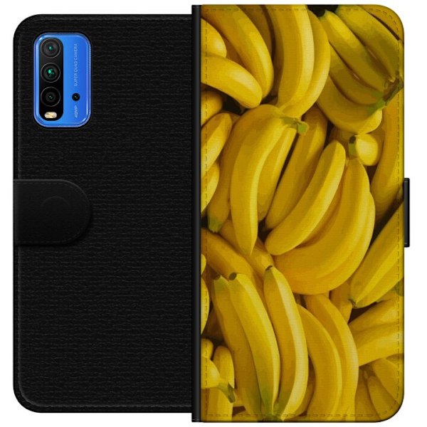 Xiaomi Redmi Note 9 4G Plånboksfodral Banana Pattern – lekfullt mönster med gula bananer