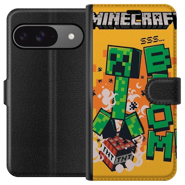 Google Pixel 9 Pro Plånboksfodral Minecraft Boom