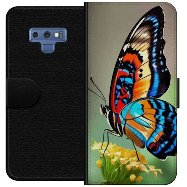 Samsung Galaxy Note9 Plånboksfodral Fjäril Natur Sommar Motiv Vingar Färgstark Design Populär Dekor Grafiskt Exotiskt Tema