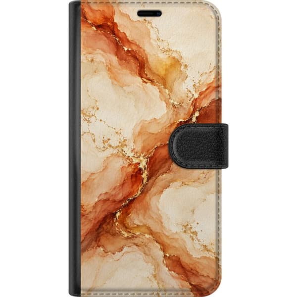Kompatibelt Plånboksfodral till Apple iPhone 15 Plus Bärnstensmarmor beige