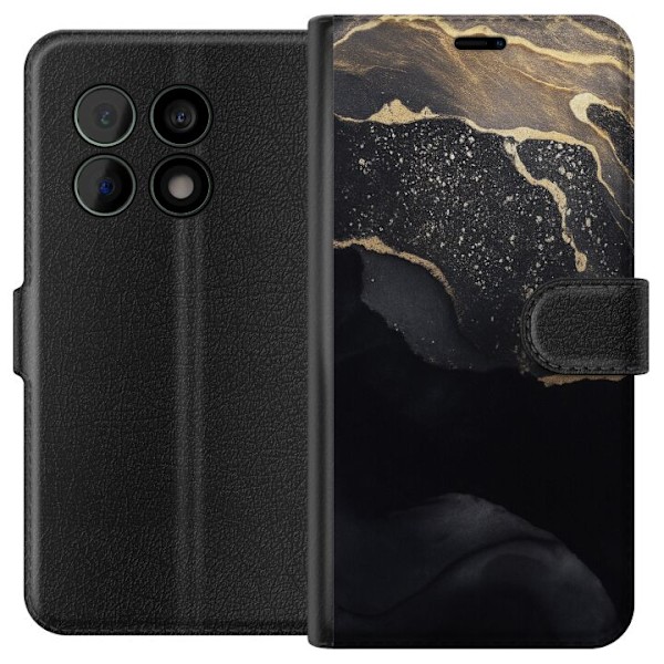 OnePlus 10 Pro Tegnebogsetui Sort guld abstrakt