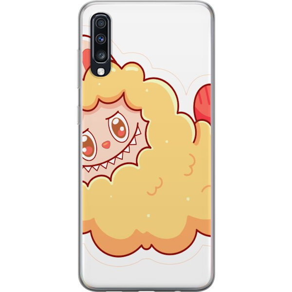 Samsung Galaxy A70 Gennemsigtig cover Labubu Vaskebjørn Pop Mart Figur Samlerobjekt Sød Design Populært Motiv Kunstlegetøj Kreativ Figurserie