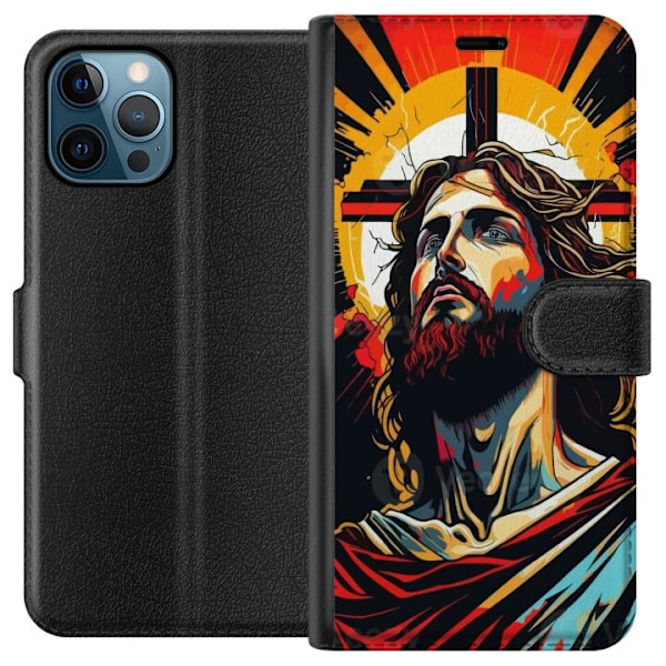 Apple iPhone 12 Pro Max Lompakkokotelo Jeesus ja Kortti - usko