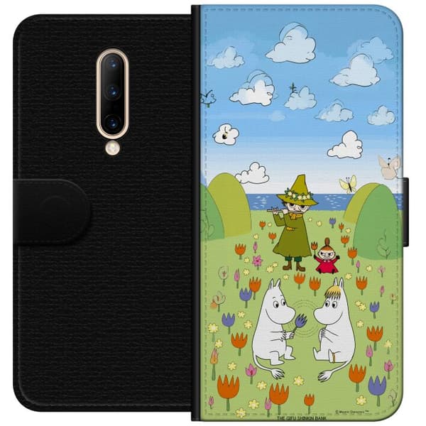 Kompatibelt Plånboksfodral till OnePlus 7 Pro Mumin i blomsteräng grön
