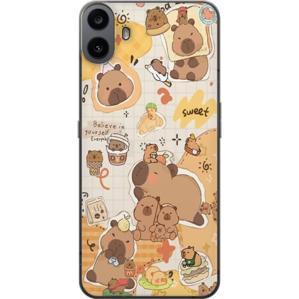 Nothing CMF Phone 1 Läpinäkyvä kuori Kawaii capybara mobilskal med gulliga djurmotiv