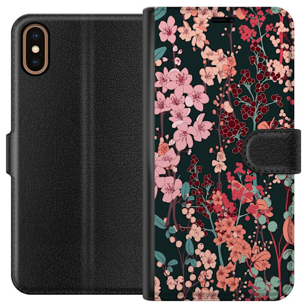 Apple iPhone X Plånboksfodral Blommor