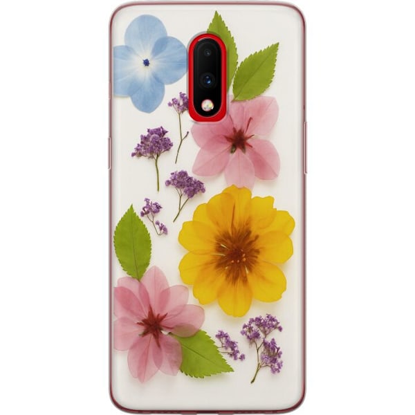 OnePlus 7 Genomskinligt Skal Pressade blommor