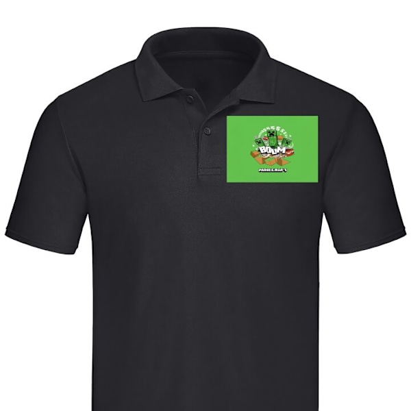 Poloshirt til Voksen | Elegant Poloshirt Minecraft Boom Sort Medium
