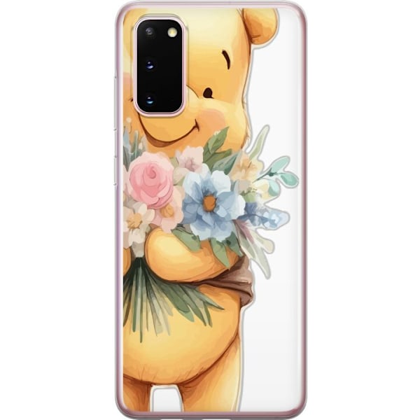 Samsung Galaxy S20 Gennemsigtig cover Nalle Puh med blomster -