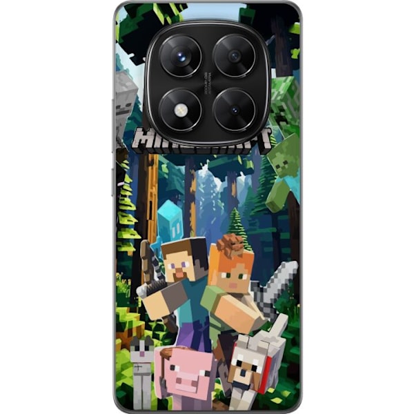 Xiaomi Redmi Note 14 Pro Läpinäkyvä kuori Minecraft-matkapuhelinkotelo metsällä ja pikselityylisillä hahmoilla
