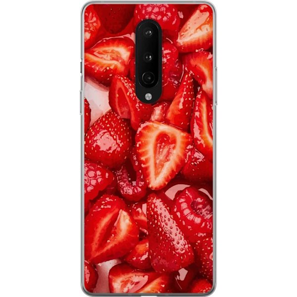 OnePlus 8 Läpinäkyvä kuori Mansikkakuviointi - makea motiivi kesäfiiliksellä