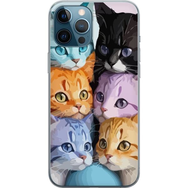 Kompatibelt Mobilskal till Apple iPhone 12 Pro Max Färgglada Katter