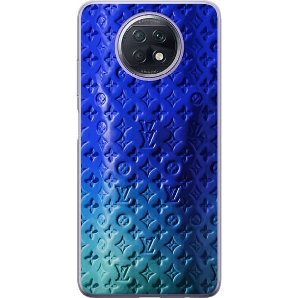 Kompatibelt Mobildeksel til Xiaomi Redmi Note 9T Blått luksuriøst monogrammønster med elegant preget tekstur blå