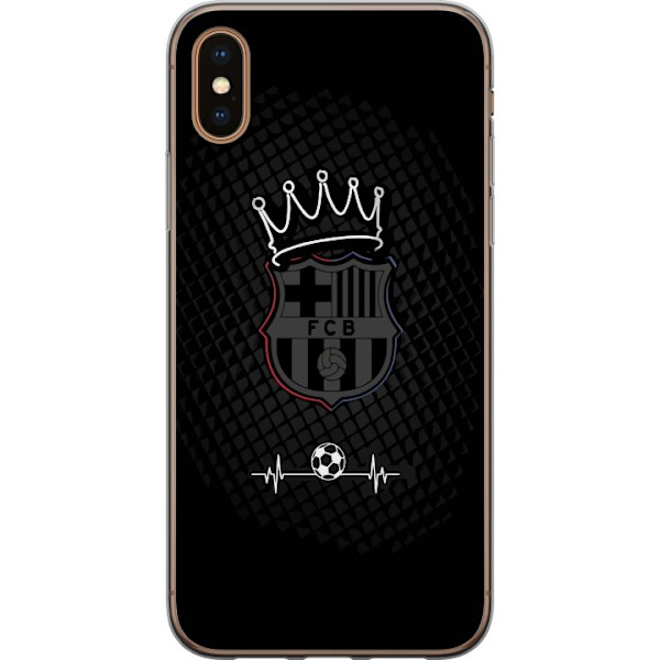Apple iPhone XS Genomskinligt Skal FC Barcelona Emblem Fotboll Motiv Blå Röd Klubbmärke Katalonien La Liga Fans Populärt Ikoniskt