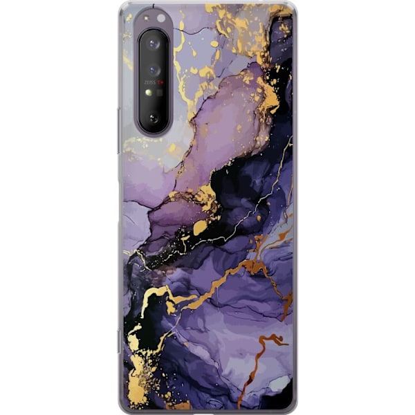 Sony Xperia 1 II Gennemsigtig cover Lilla Marmor