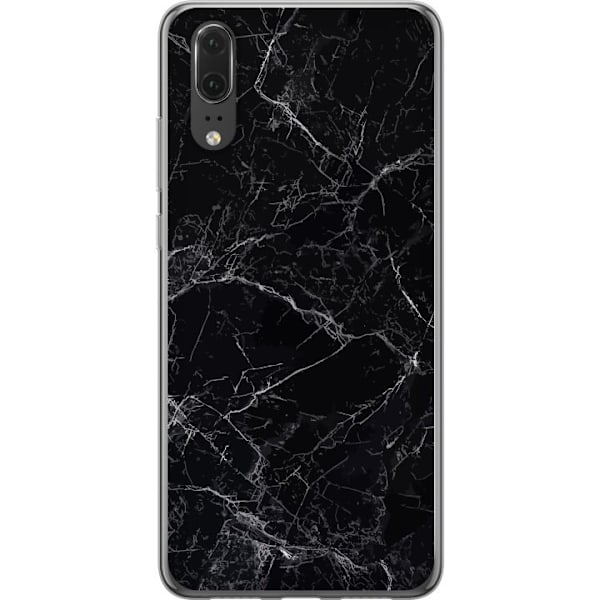 Huawei P20 Gennemsigtig cover Marmor Sort