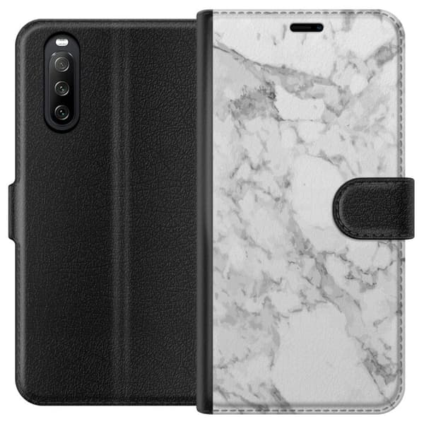 Kompatibel Tegnebogsetui til Sony Xperia 10 III Marmor