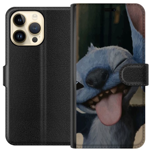 Apple iPhone 14 Pro Max Tegnebogsetui Stitch Sød Alien - Blå