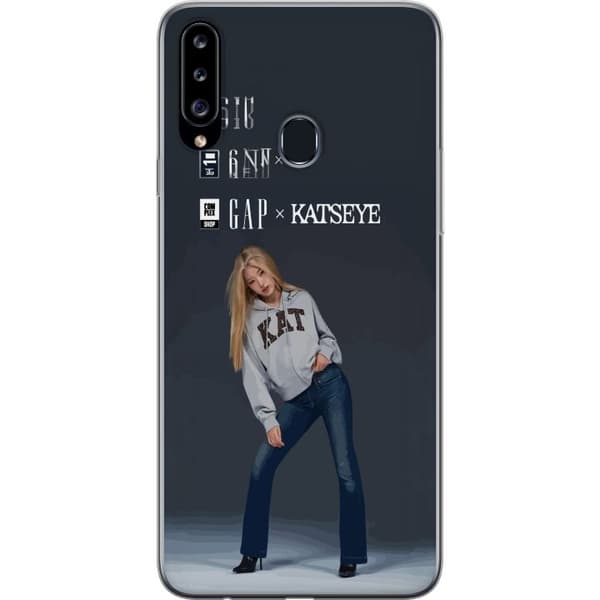 Kompatibelt Mobilskal till Samsung Galaxy A20s KATSEYE blond modebild grå