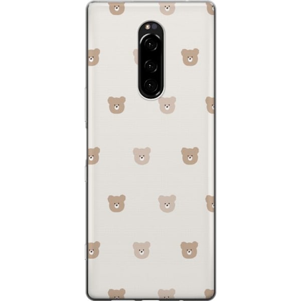 Sony Xperia 1 Läpinäkyvä kuori Teddy-tausta - söpöt teddykarhut pehmeällä taustalla