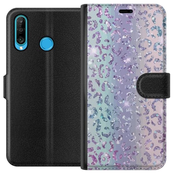 Kompatibel Tegnebogsetui til Huawei P30 lite Glitter Leopard