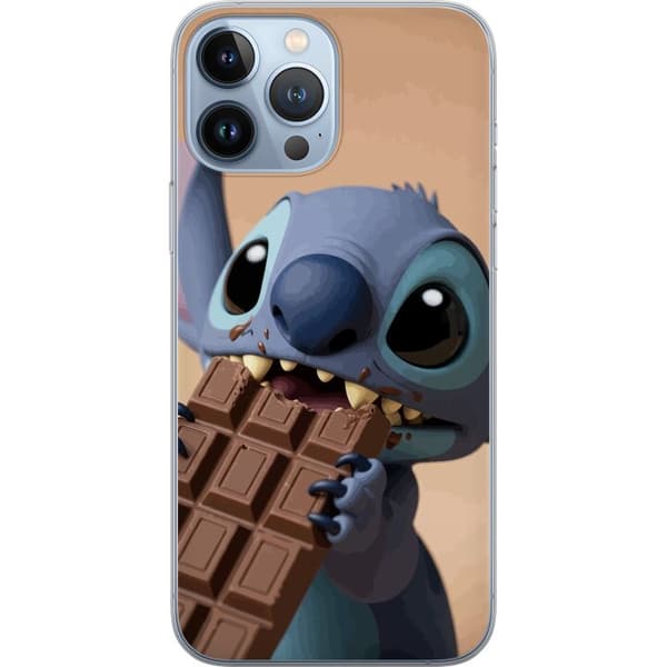 Kompatibel Mobilcover til Apple iPhone 13 Pro Max Sødt blåt rumvæsen, der spiser en stor chokoladebar blå