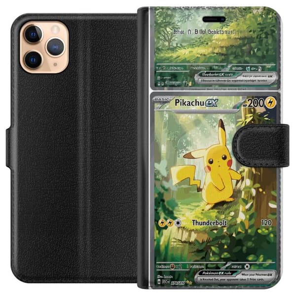 Kompatibel Tegnebogsetui til Apple iPhone 11 Pro Max Pikachu grøn