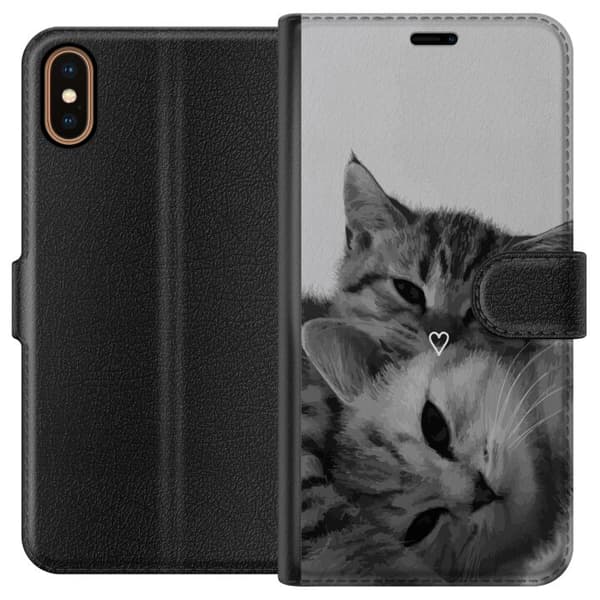 Kompatibelt Lommeboketui til Apple iPhone X Katt Hjerte