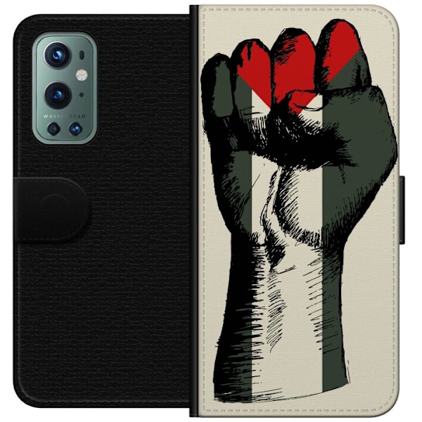 OnePlus 9 Pro Plånboksfodral Hand knuten i Palestinas färger – kraftfull symbol för frihetsrörelsen
