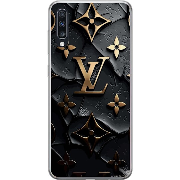 Samsung Galaxy A70 Gennemsigtig cover Louis Vuitton Mørk Tilstand Design Sort Luksus Stil Mode Populær Grafisk Mønster Modeikon Luksusmærke