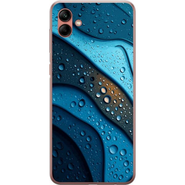 Kompatibelt Mobildeksel til Samsung Galaxy A04 Blå abstrakte bølger med glitrende vanndråper i moderne grafisk design blå