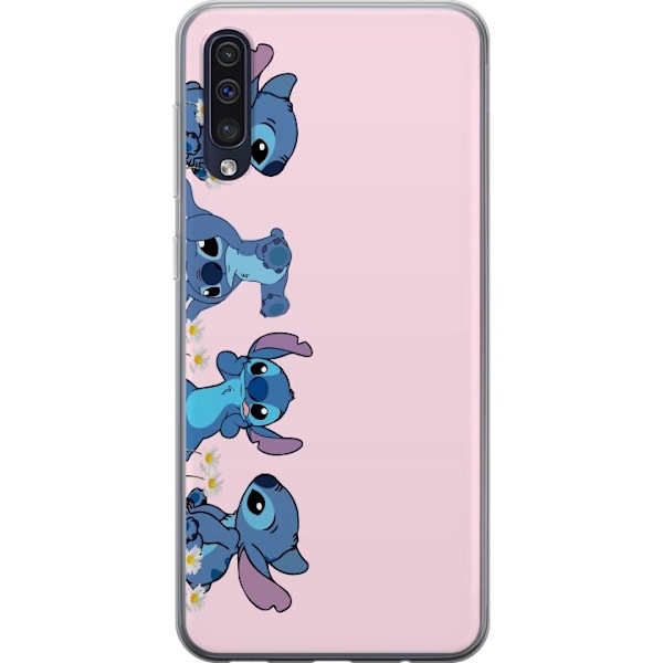 Samsung Galaxy A50 Genomskinligt Skal Stitch Skratt & Bus – Perfekt för Mobilskal eller Poster
