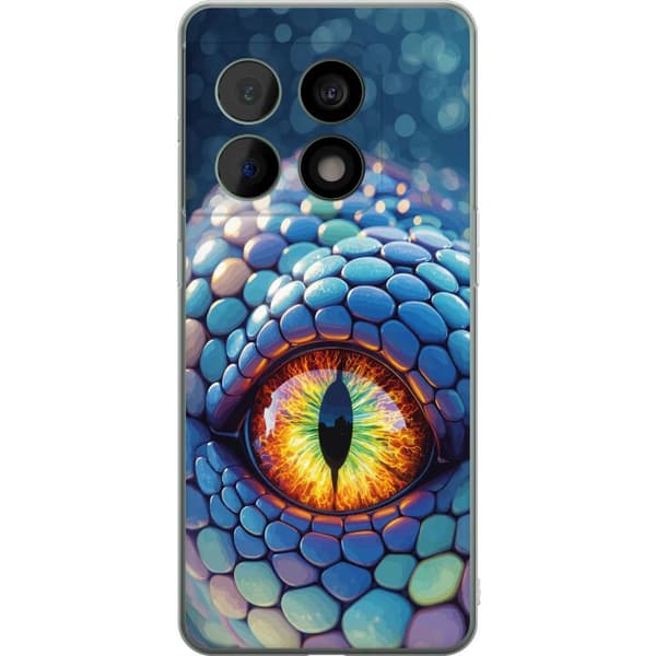 Kompatibelt Mobildeksel til OnePlus 10 Pro Nærbilde av en blå drakes øye med fargerik iris blå