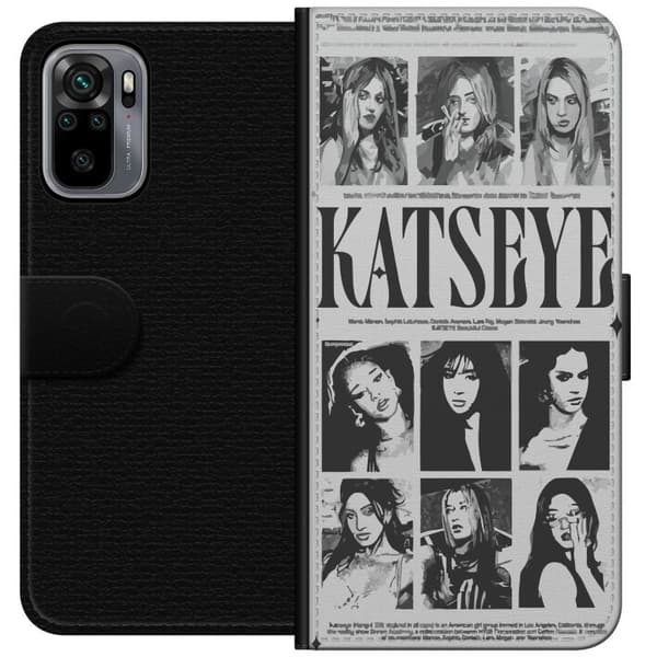 Kompatibelt Plånboksfodral till Xiaomi Redmi Note 10S KATSEYE svartvit poster grå