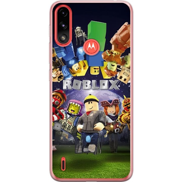 Motorola Moto E7 Power Läpinäkyvä kuori Roblox Maailma - Pelaamisseikkailu Lapsille ja Nuorille
