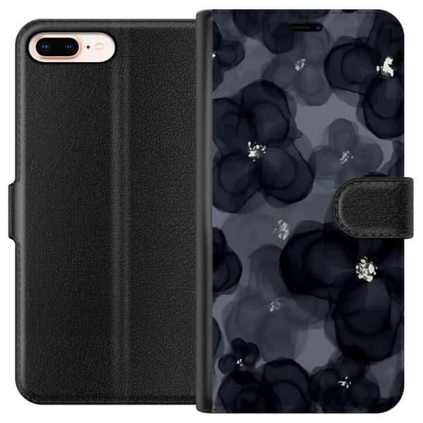 Kompatibel Tegnebogsetui til Apple iPhone 8 Plus Abstrakte blomster i mørke nuancer med bløde former, moderne og kunstnerisk design