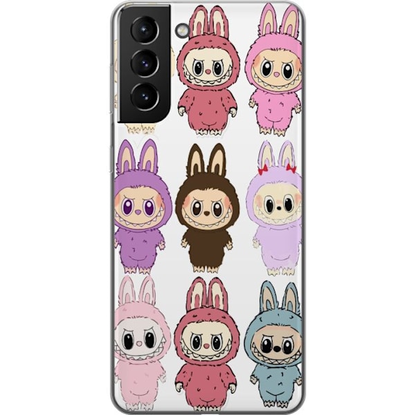 Samsung Galaxy S21+ 5G Genomskinligt Skal Labubu Pink Monster – Popkonst med Kawaii-touch