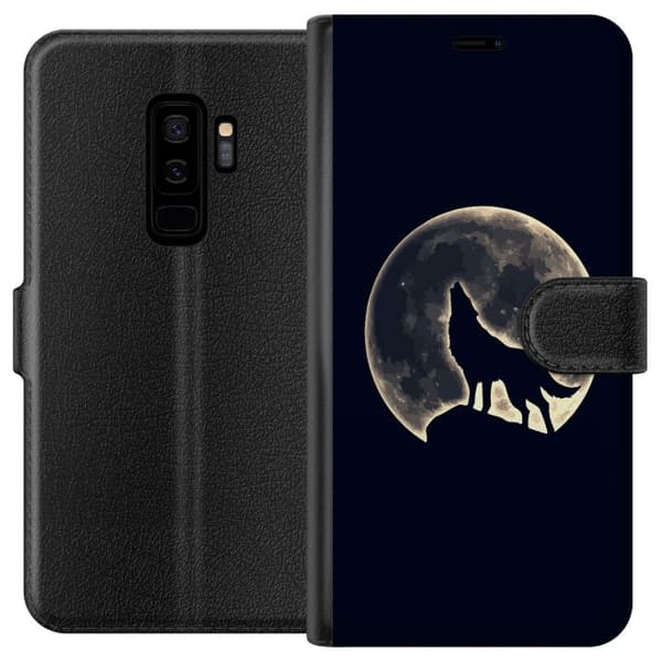 Kompatibelt Plånboksfodral till Samsung Galaxy S9+ Varg Måne