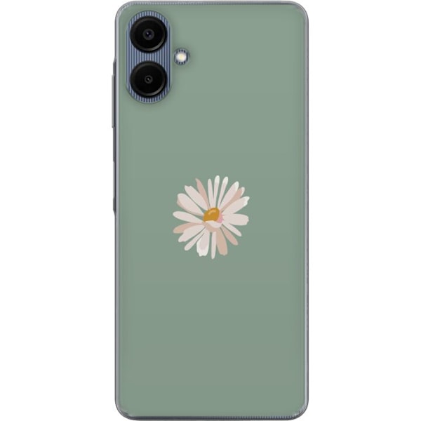 Samsung Galaxy A06 Läpinäkyvä kuori Vihreä Minimalikukka - tyylikäs kukka vihreällä taustalla