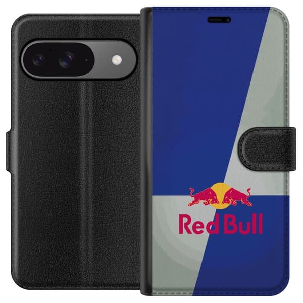 Kompatibel Tegnebogsetui til Google Pixel 9 Pro Minimalistisk Red Bull-logo med blå og grå baggrund blå
